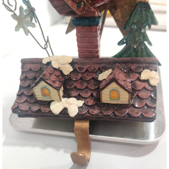 Vintage 2000 Christmas Stocking Hanger Ornate Metal Santa Chimney Tree TMD - Picture 10 of 16